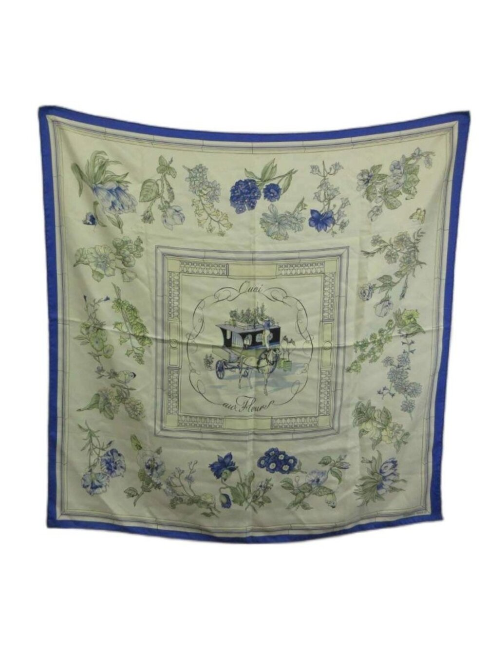 Hermes Carre 90 Vintage Quai Aux Fleurs Flower Blooming Coastal Street Scarf
